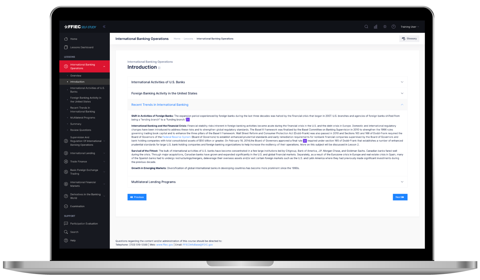 FFIEC Self-Study Lesson Content