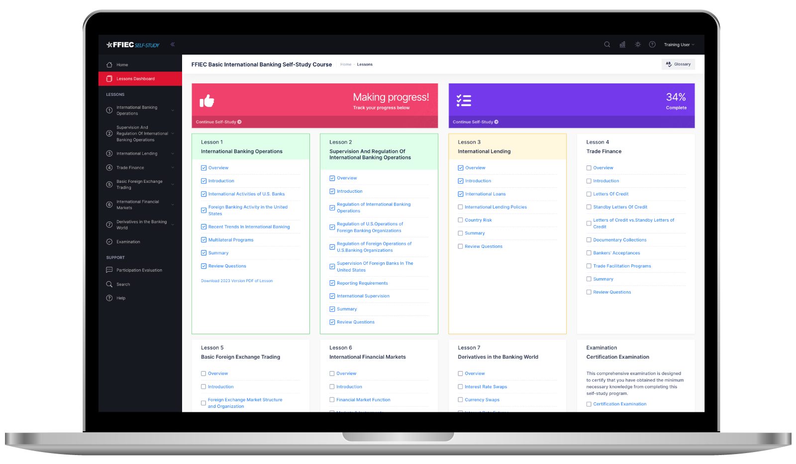 FFIEC Self-Study Lesson Dashboard
